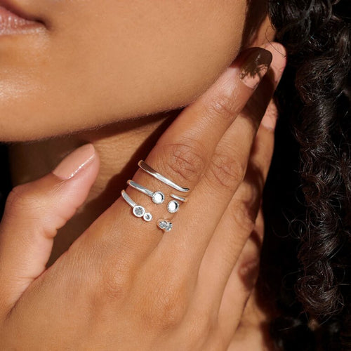 Stacks Of Style Set Of 3 Rings In Cubic Zirconia And Silver Plating