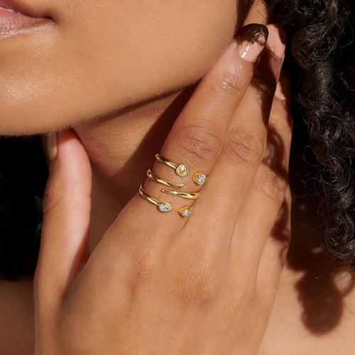 Stacks Of Style Set Of 3 Rings In Cubic Zirconia And Gold-Tone Plating
