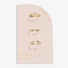 Load image into Gallery viewer, Stacks Of Style Set Of 3 Rings In Cubic Zirconia And Gold-Tone Plating
