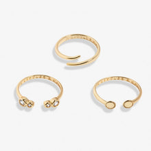 Load image into Gallery viewer, Stacks Of Style Set Of 3 Round Rings In Cubic Zirconia And Gold-Tone Plating
