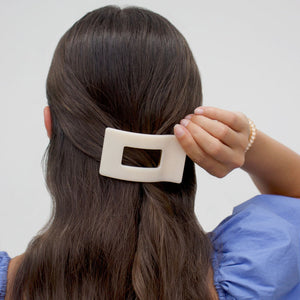 Almond Beige Small Flat Rectangle Hair Clip