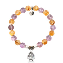 Load image into Gallery viewer, Amethyst Citrine Gemstone Bracelet with Inner Beauty Sterling Silver Charm
