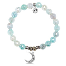 Load image into Gallery viewer, Aqua Agate Gemstone Bracelet with Friendship Stars Sterling Silver Charm
