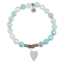 Load image into Gallery viewer, Aqua Agate Gemstone Bracelet with You Are Loved Sterling Silver Charm
