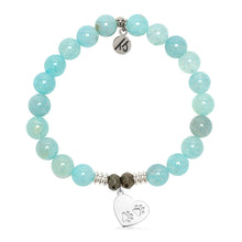 Load image into Gallery viewer, Aqua Agate Gemstone Bracelet with Paws of Love Sterling Silver Charm
