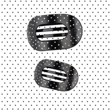 Load image into Gallery viewer, Black Polka Dot Party Medium Flat Round Hair Clip

