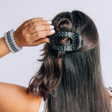 Load image into Gallery viewer, Black Polka Dot Party Medium Flat Round Hair Clip
