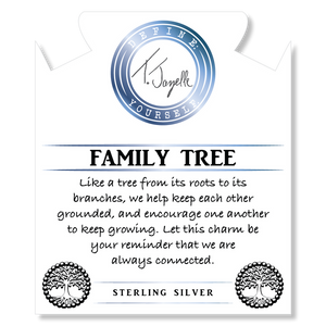 Blue Aventurine Gemstone Bracelet with Family Tree Sterling Silver Charm