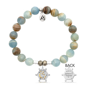 Blue Calcite Stone Bracelet with Believe in Yourself Sterling Silver Charm