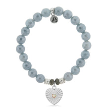 Load image into Gallery viewer, Blue Quartzite Stone Bracelet with Heart Opal Sterling Silver Charm
