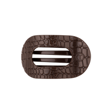 Load image into Gallery viewer, Brown Crocodile Medium Flat Round Hair Clip
