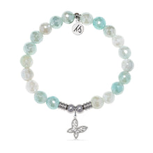 Load image into Gallery viewer, Butterfly CZ Charm with Aqua Agate Gemstone Bracelet
