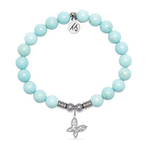 Load image into Gallery viewer, Butterfly CZ Charm with Blue Turquoise Gemstone Bracelet
