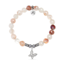 Load image into Gallery viewer, Butterfly CZ Charm with Strawberry Quartz Gemstone Bracelet
