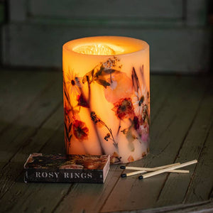Rosy Rings - Apricot Rose Small Round Botanical Candle with Gilded Glass Coaster