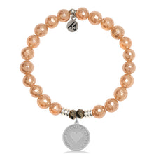 Load image into Gallery viewer, Champagne Agate Gemstone Bracelet with Always in My Heart Sterling Silver Charm
