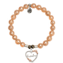 Load image into Gallery viewer, Champagne Agate Gemstone Bracelet with Heart Grandma Sterling Silver Charm
