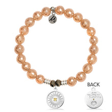 Load image into Gallery viewer, Champagne Agate Gemstone Bracelet with You are my Sunshine Sterling Silver Charm
