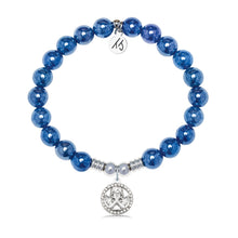 Load image into Gallery viewer, Cherub Charm with Navy Agate Gemstone Bracelet
