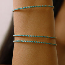 Load image into Gallery viewer, Turquoise/Gold Crystal Bangle

