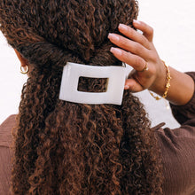 Load image into Gallery viewer, Coconut White Medium Flat Rectangle Hair Clip
