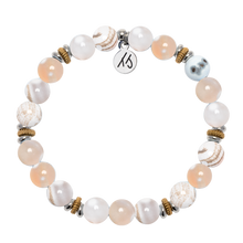 Load image into Gallery viewer, Courage Within Collection- White Natural Agate Gemstone Bracelet
