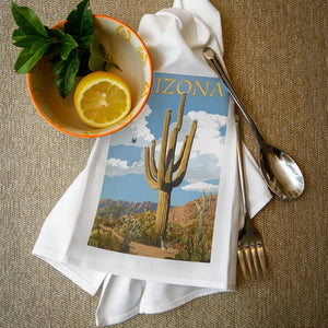 Arizona, Saguaro Cactus & Roadrunner Tea Towel