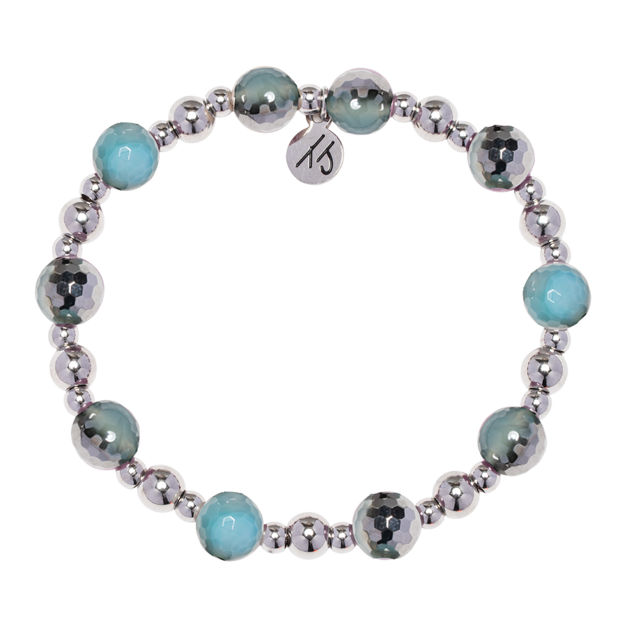 Day by Day Collection - Blue Silver Agate Gemstone Bracelet
