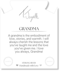 Denim Blue Agate Gemstone Bracelet with Endless Love Grandma Sterling Silver Charm