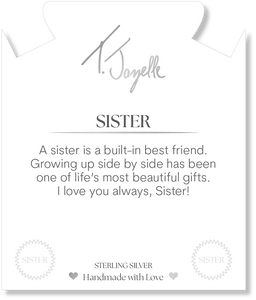 Denim Blue Agate Gemstone Bracelet with Endless Love Sister Sterling Silver Charm