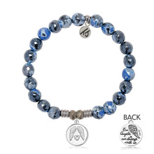Load image into Gallery viewer, Denim Blue Agate Gemstone Bracelet with Guardian Sterling Silver Charm
