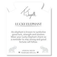 Load image into Gallery viewer, Denim Blue Agate Gemstone Bracelet with Lucky Elephant Cutout Sterling Silver Charm

