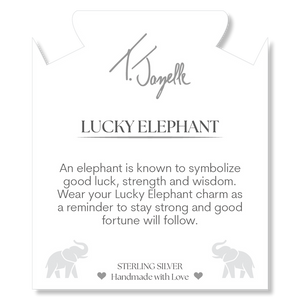 Denim Blue Agate Gemstone Bracelet with Lucky Elephant Cutout Sterling Silver Charm
