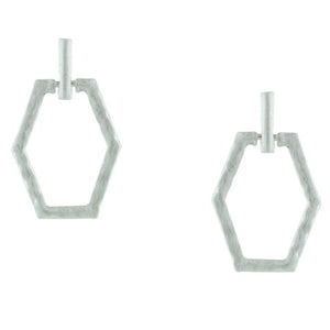 Hammered Hexagon Post Earrings