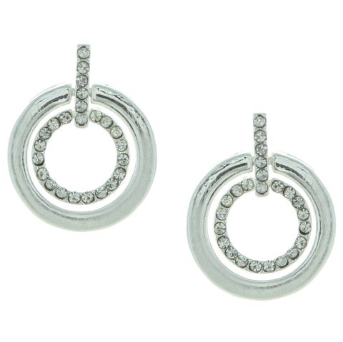 Circle with Sparkle Post Earrings
