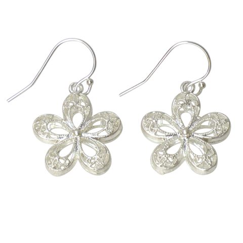 Five Leaf Domed Flower Earrings
