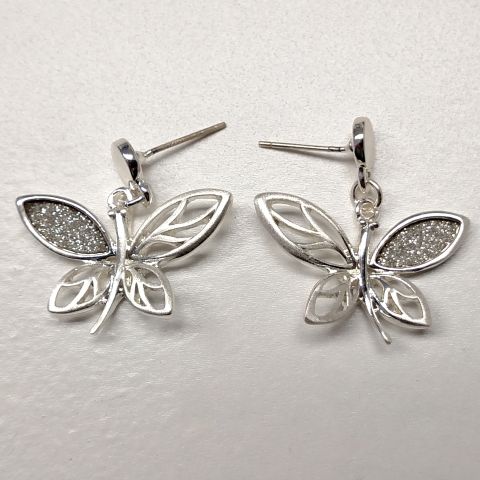 Butterfly w/Glitter Dangle Post Earrings