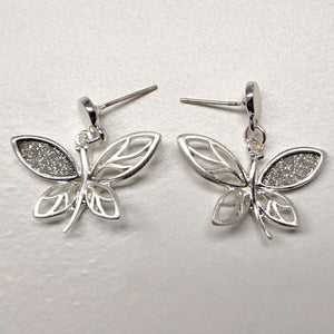 Butterfly w/Glitter Dangle Post Earrings