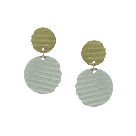 Two Tone Double Circle Post Earrings