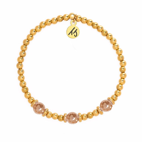 Gold Collection - Gold Affirmations Collection- Thankful For You Champagne Agate Bracelet
