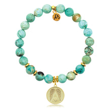 Load image into Gallery viewer, Gold Collection  - Peruvian Turquoise Gemstone Bracelet with Guardian Gold Charm
