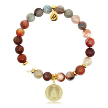Load image into Gallery viewer, Gold Collection  - Sakura Agate Gemstone Bracelet with Guardian Gold Charm
