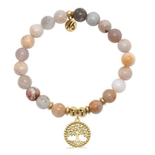 Load image into Gallery viewer, Gold Collection - Australian Agate Gemstone Bracelet with Family Tree Gold Charm
