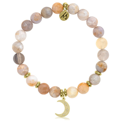 Gold Collection - Australian Agate Stone Bracelet with Friendship Stars Gold Charm