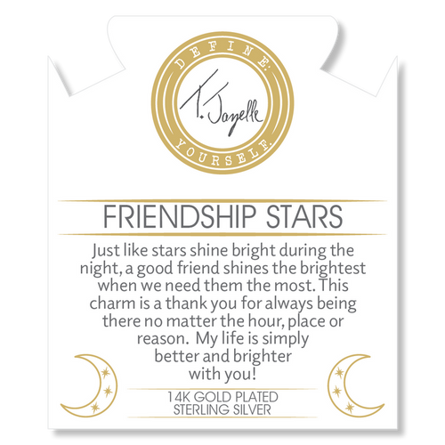 Gold Collection - Moonstone Stone Bracelet with Friendship Stars Gold Charm