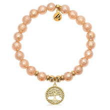 Load image into Gallery viewer, Gold Collection - Champagne Agate Gemstone Bracelet with Family Tree Gold Charm
