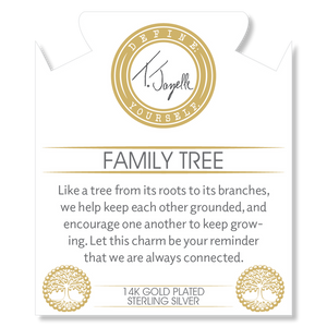 Gold Collection - Champagne Agate Gemstone Bracelet with Family Tree Gold Charm