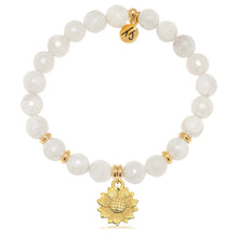 Load image into Gallery viewer, Gold Collection - Moonstone Gemstone Bracelet with Sunflower Gold Charm

