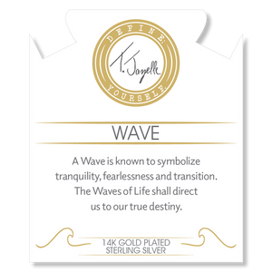 Gold Collection - Sky Blue Jade Bracelet with Wave Gold Charm