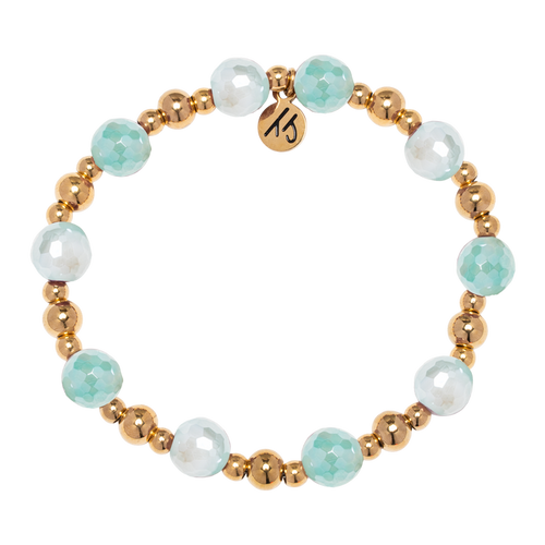 Gold Day by Day Collection- Aqua Agate Gemstone Bracelet